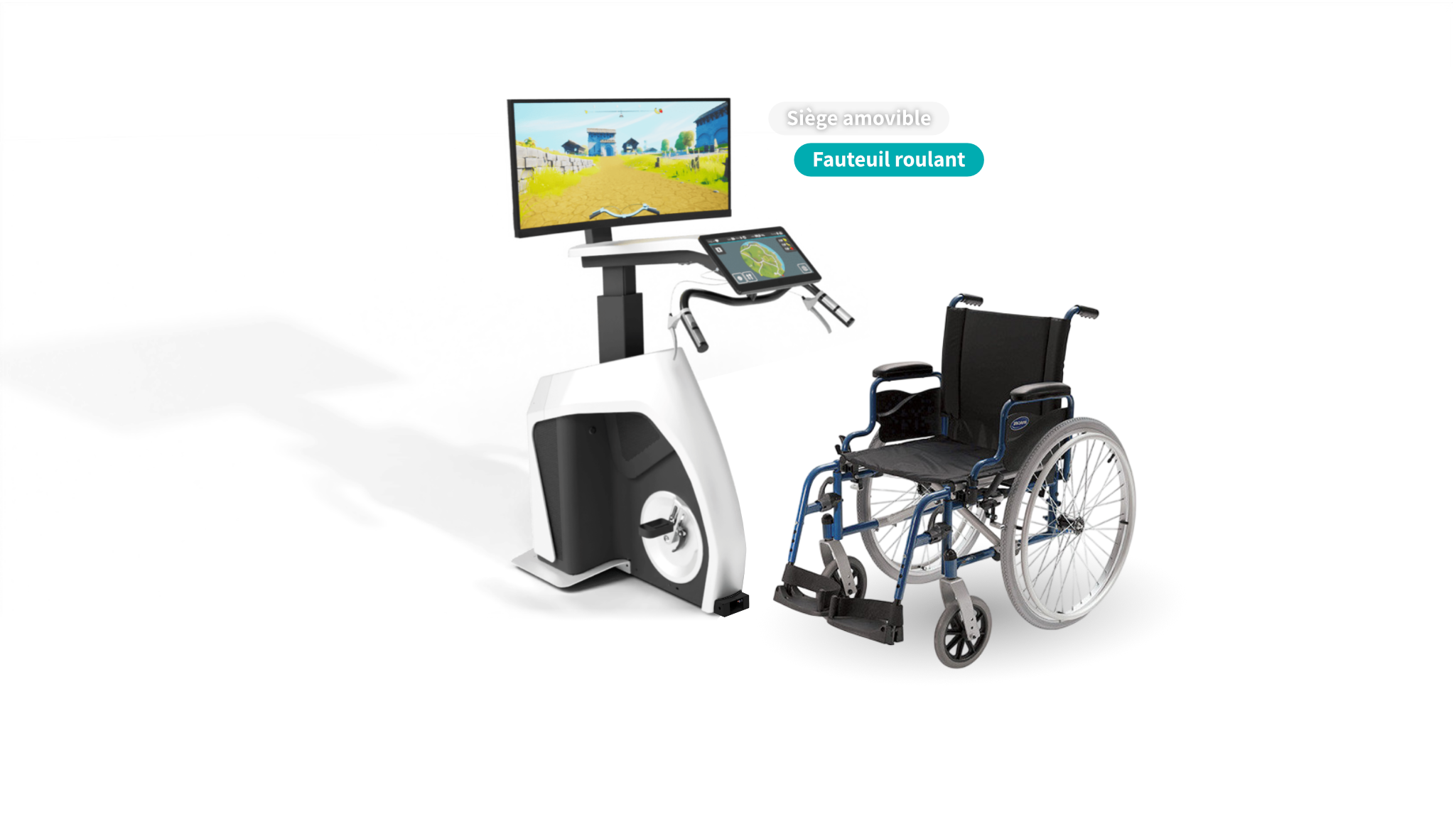 Cycléo avec fauteuil roulant